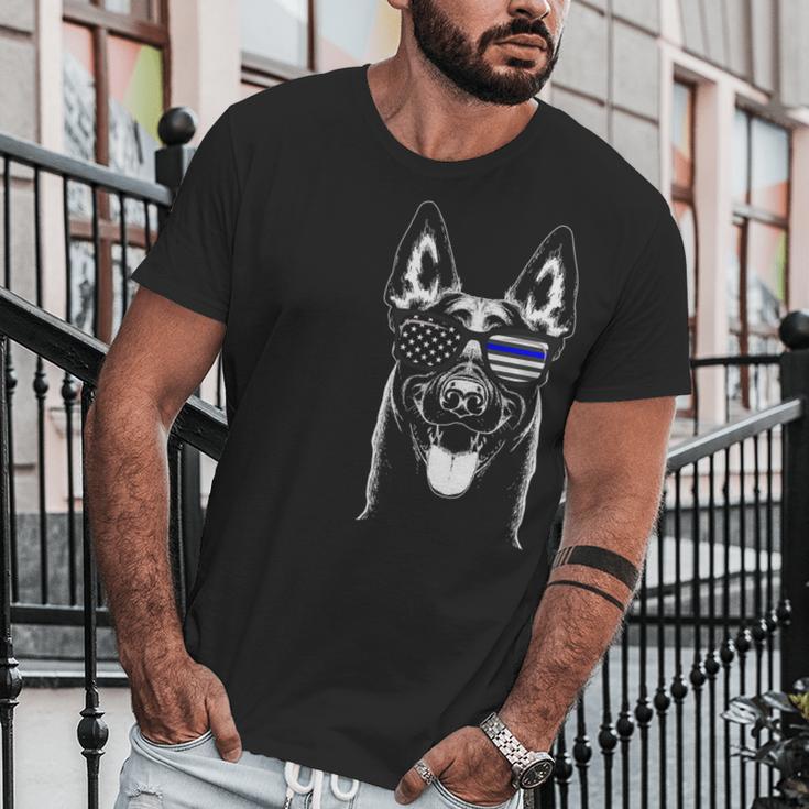 Belgian Malinois K9 Unit Thin Blue Line Flag Police Gift Cute Gift Men T-Shirt