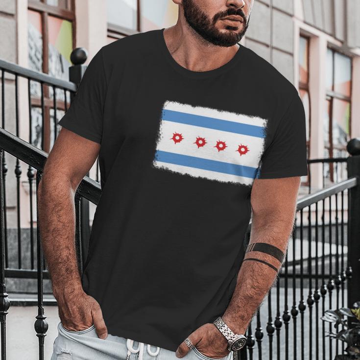 Bullet Hole Chicago Flag T-Shirts Men T-Shirt