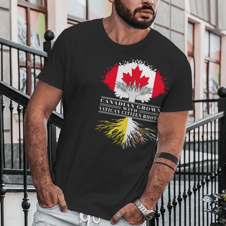 Canadian Grown With Vatican Citizen Roots Canada Vatican City Flag Tree Men T-Shirt