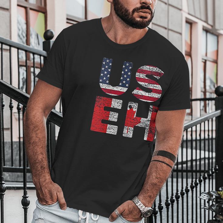 Canadian Pride American Usa Useh Us Flag Canada Men T-Shirt