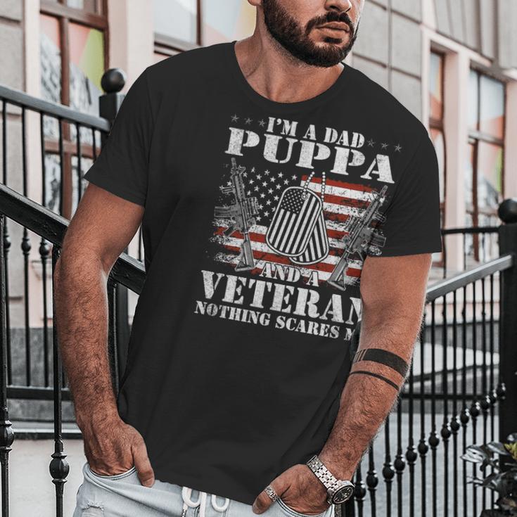 Im A Dad Puppa And A Veteran Nothing Scares Me Men T-Shirt