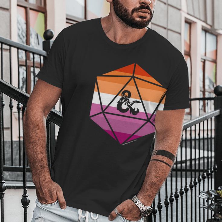 Dungeons And Dragons Lesbian Pride Flag Dice Logo Gift Graphic Design Printed Casual Daily Basic Men T-Shirt