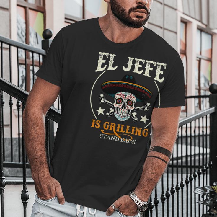 El Jefe Grilling Stand Back Funny Mexican Dad Playera Men T-Shirt