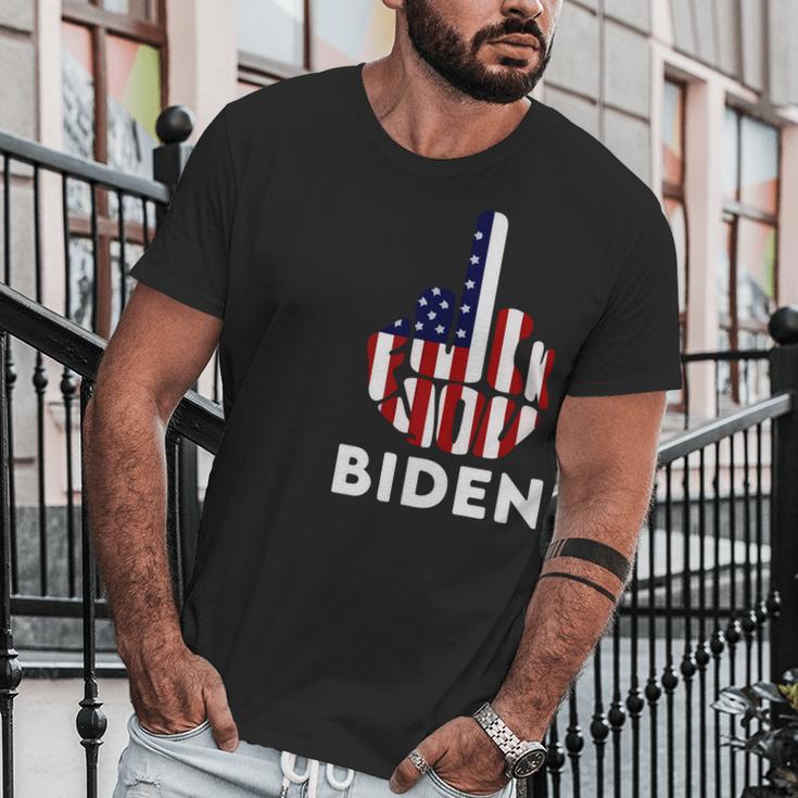 Fuck Biden Middle Finger Usa Flag Men T-Shirt