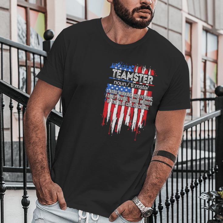 Funny Fathers Day Usa Flag Teamster Definition Graphic Design Printed Casual Daily Basic Men T-Shirt