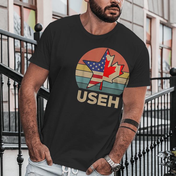 Funny Useh America Canada Flag American Canadian Men T-Shirt