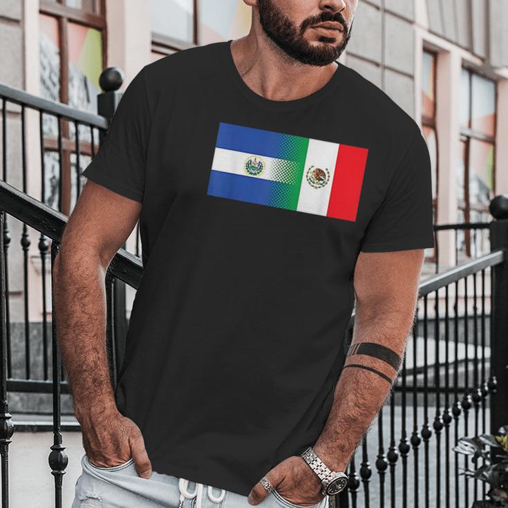 Half Mexican Half Salvadorian Flag Mexico El Salvador Men T-Shirt