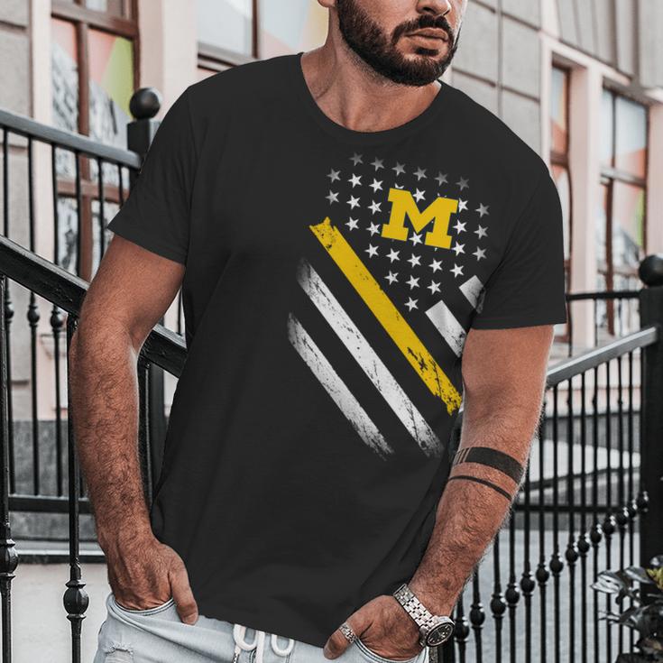 Michigan Wolverines Flag Men T-Shirt