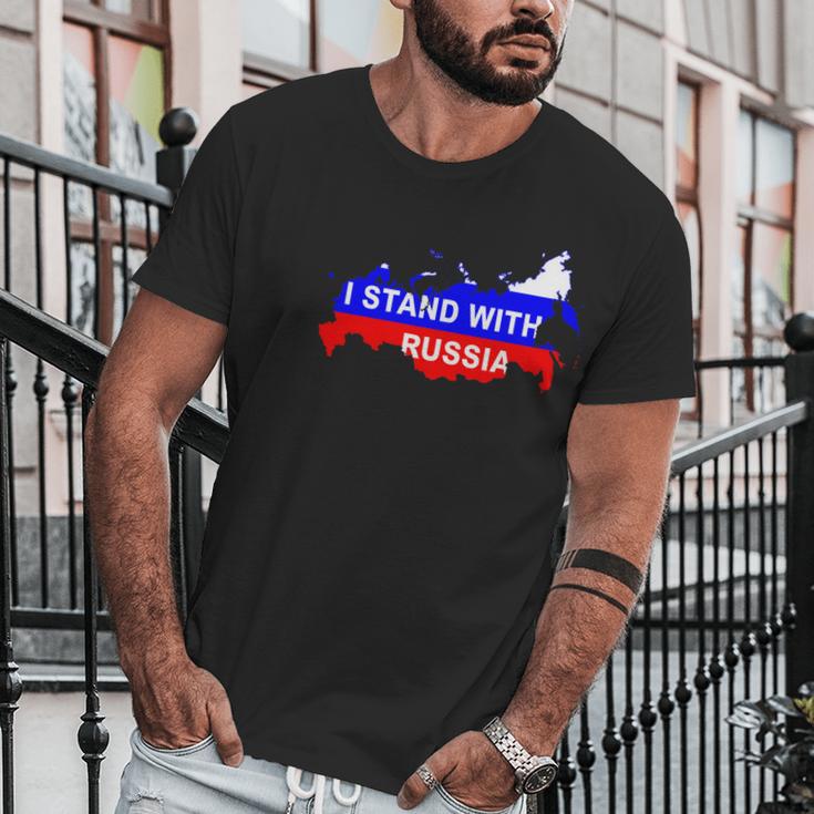 I Stand With Russia Support Russia Russian Flag Men T-Shirt