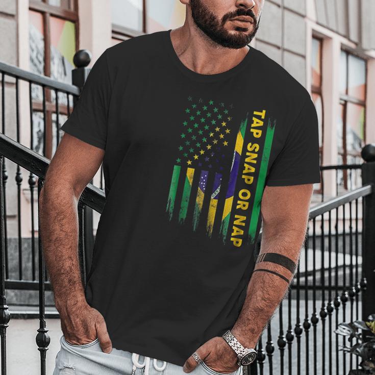 Tap Snap Or Nap Jiu Jitsu Bjj Brazil Us Flag Men T-Shirt