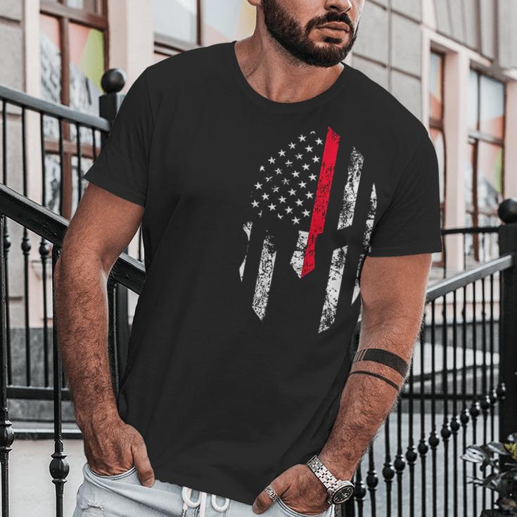 Thin Red Line Spartan Usa Flag Men T-Shirt