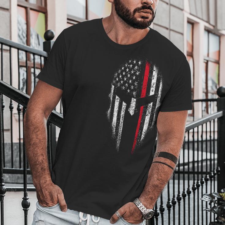 Thin Red Line Usa Flag Firefighter Spartan Men T-Shirt