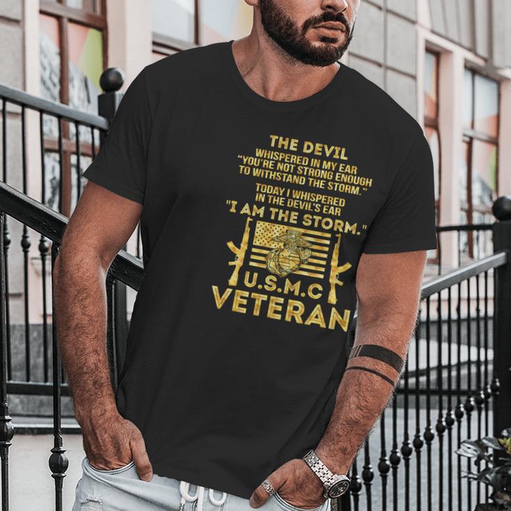 U S M C Veteran I Am The Storm Gold Foil Effect Graphic Design Printed Casual Daily Basic Men T-Shirt