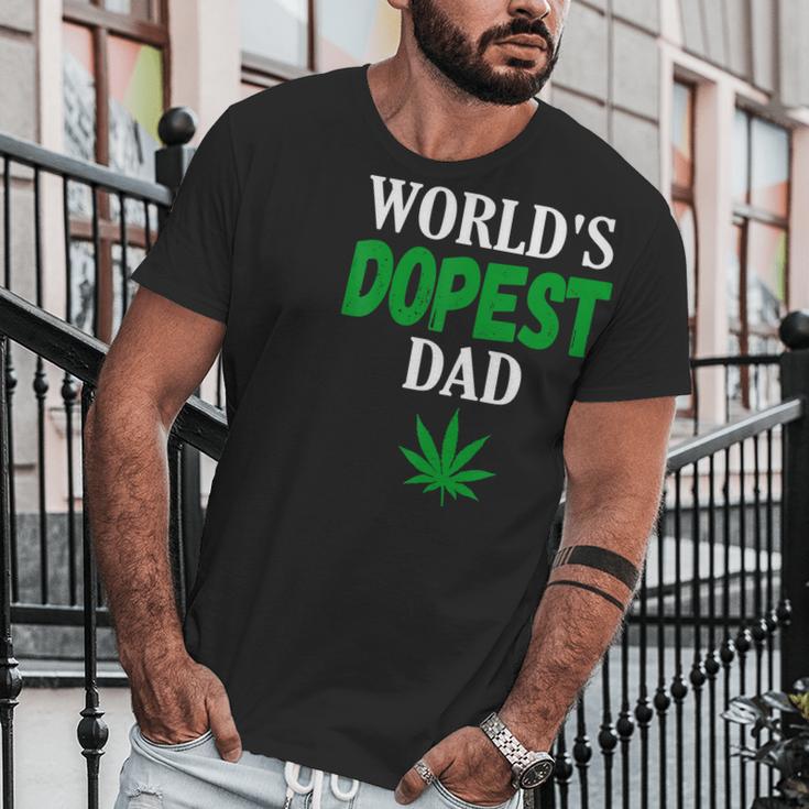 Worlds Dopest Dad Weed Marijuana Cannabis Funny Leaf T-Shirt Men T-Shirt