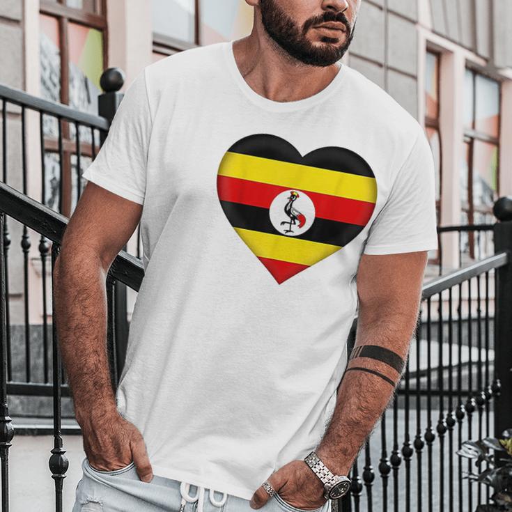 I Love Uganda Ugandan Flag Heart Men T-Shirt