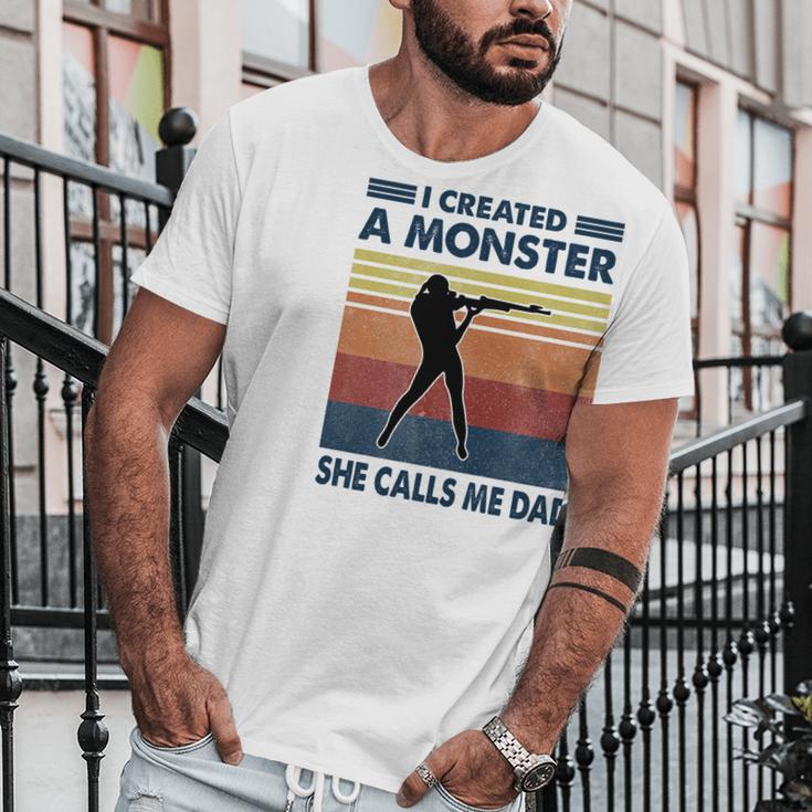 Vintage I Created A Monster Shooting She Calls Me Dad 2020 Men T-Shirt