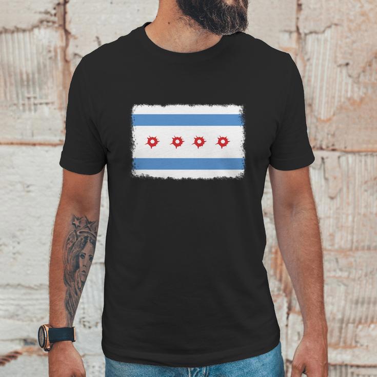 Bullet Hole Chicago Flag T-Shirts Men T-Shirt