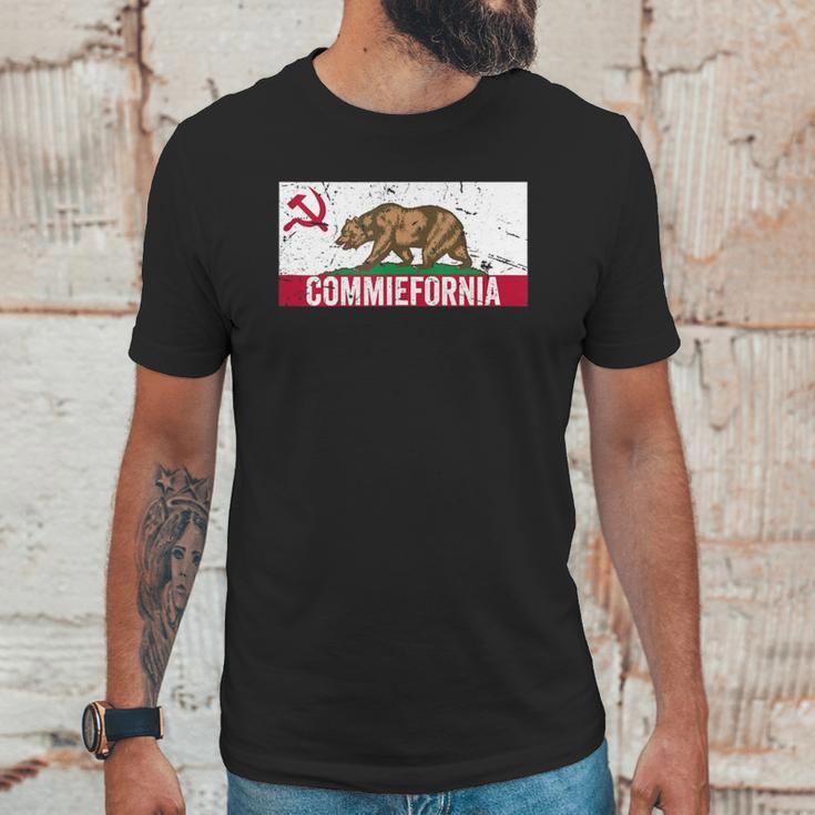 Commiefornia Funny Anti Marxist Communist California Flag Men T-Shirt