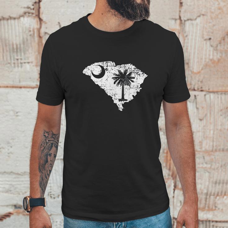 Distressed White South Carolina State Flag Outline Men T-Shirt