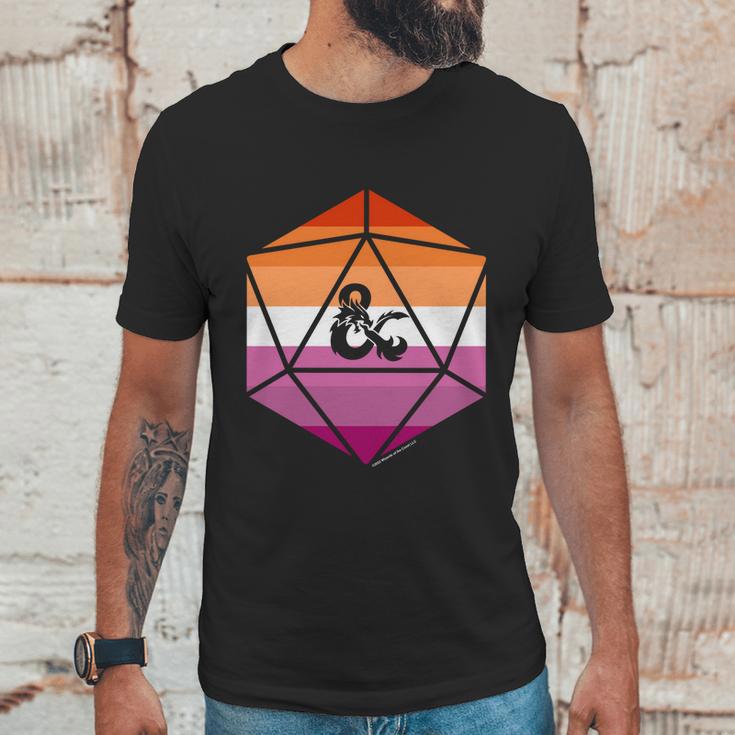 Dungeons And Dragons Lesbian Pride Flag Dice Logo Gift Graphic Design Printed Casual Daily Basic Men T-Shirt