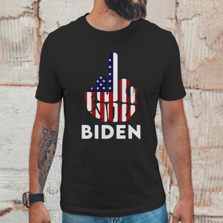 Fuck Biden Middle Finger Usa Flag Men T-Shirt