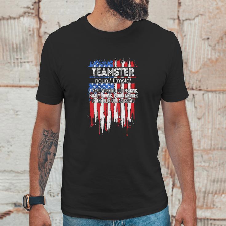 Funny Fathers Day Usa Flag Teamster Definition Graphic Design Printed Casual Daily Basic Men T-Shirt