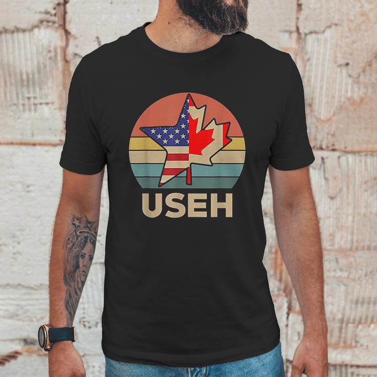 Funny Useh America Canada Flag American Canadian Men T-Shirt