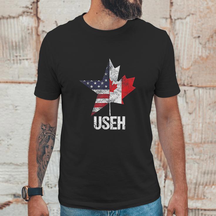 Half Canadian American Useh Canada Usa Flag United States Men T-Shirt