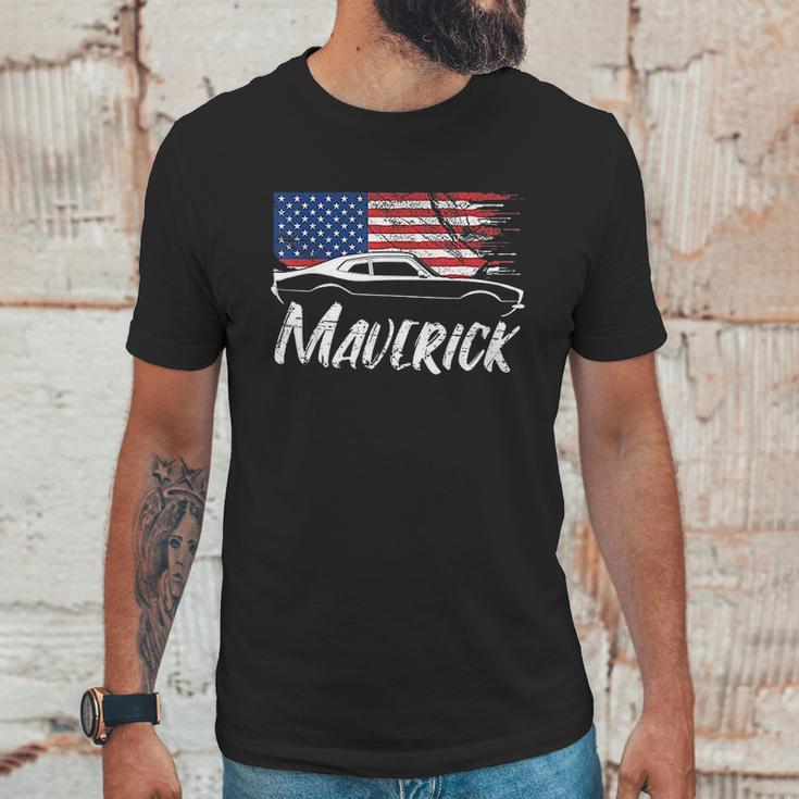 Maverick 302 Vintage American Flag Usa Muscle Car Men T-Shirt