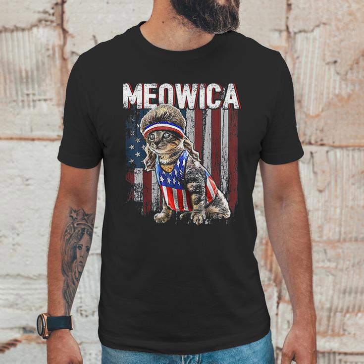 Meowica Cat Mullet American Flag Men T-Shirt