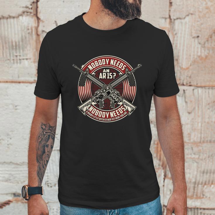 Nobody Needs An Ar15 Veteran Graphic Design Printed Casual Daily Basic Men T-Shirt