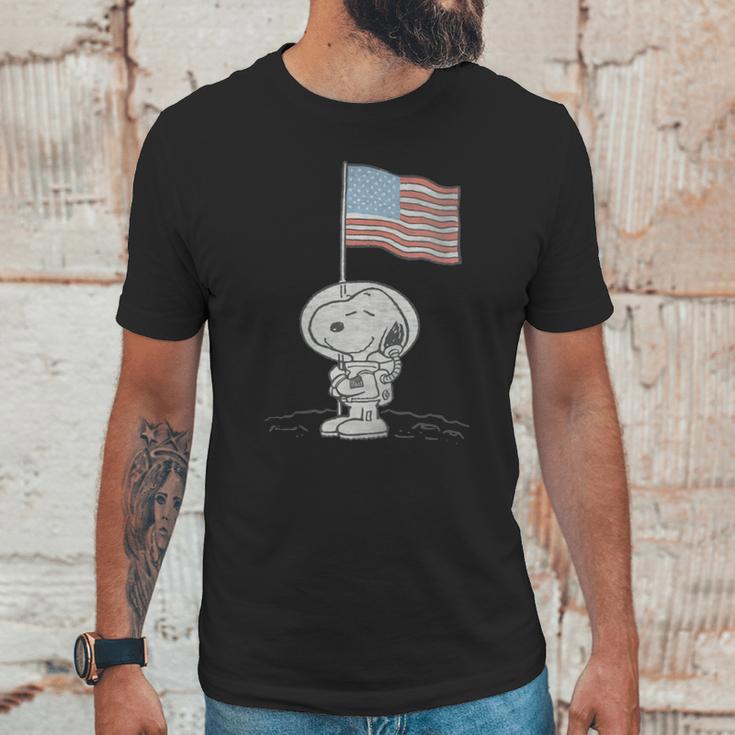 Peanuts Snoopy Astronaut American Flag 1St Step On The Moon Shirt Men T-Shirt