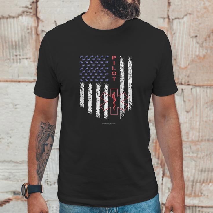 Pilot Ems Helicopter Star Of Life American Flag Men T-Shirt