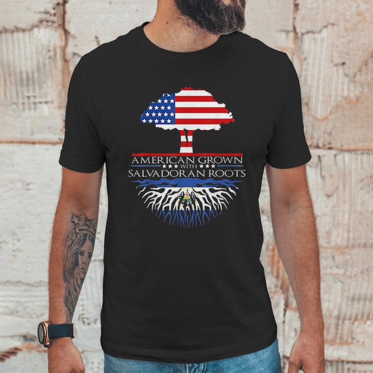 Salvadoran Roots American Grown Tree Flag Usa El Salvador Men T-Shirt