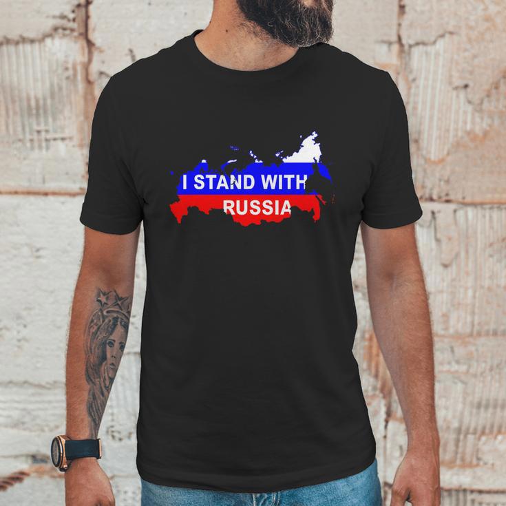 I Stand With Russia Support Russia Russian Flag Men T-Shirt