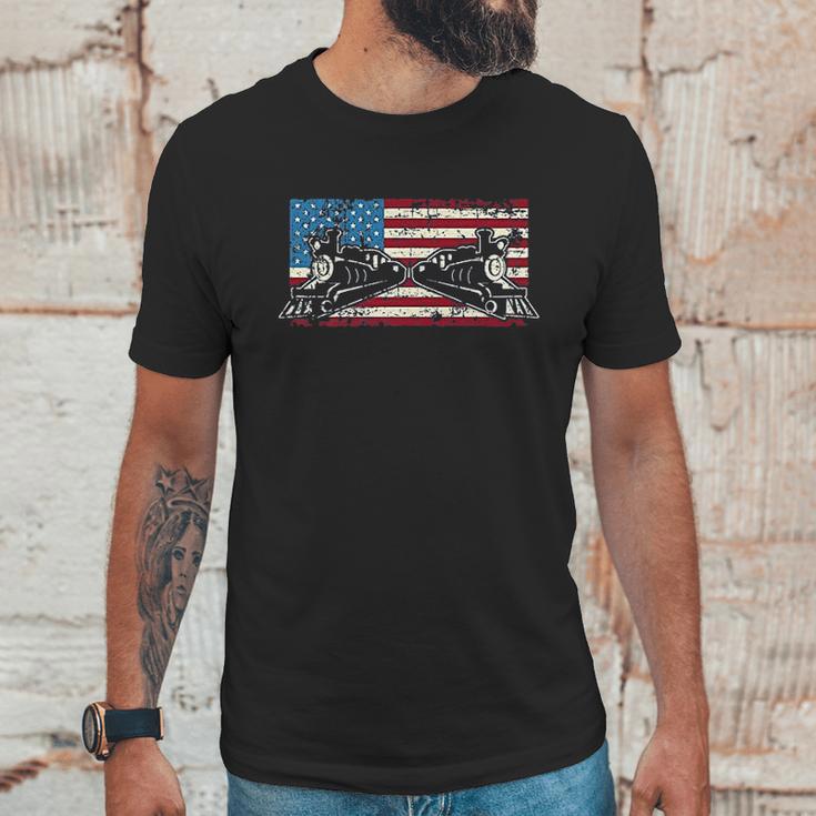 Steam Locomotive Train American Flag Men T-Shirt