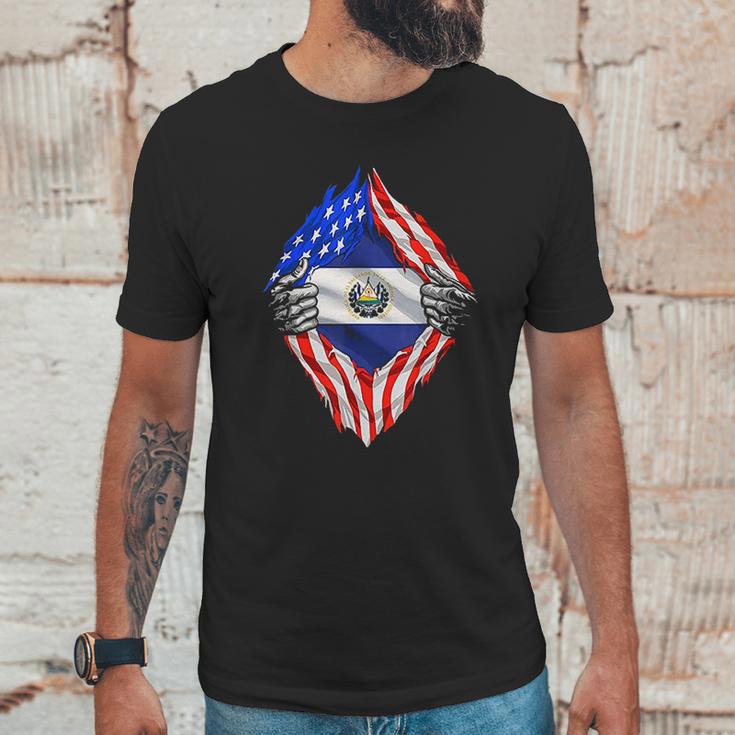 Super Salvadoran Heritage El Salvador Roots Usa Flag Men T-Shirt