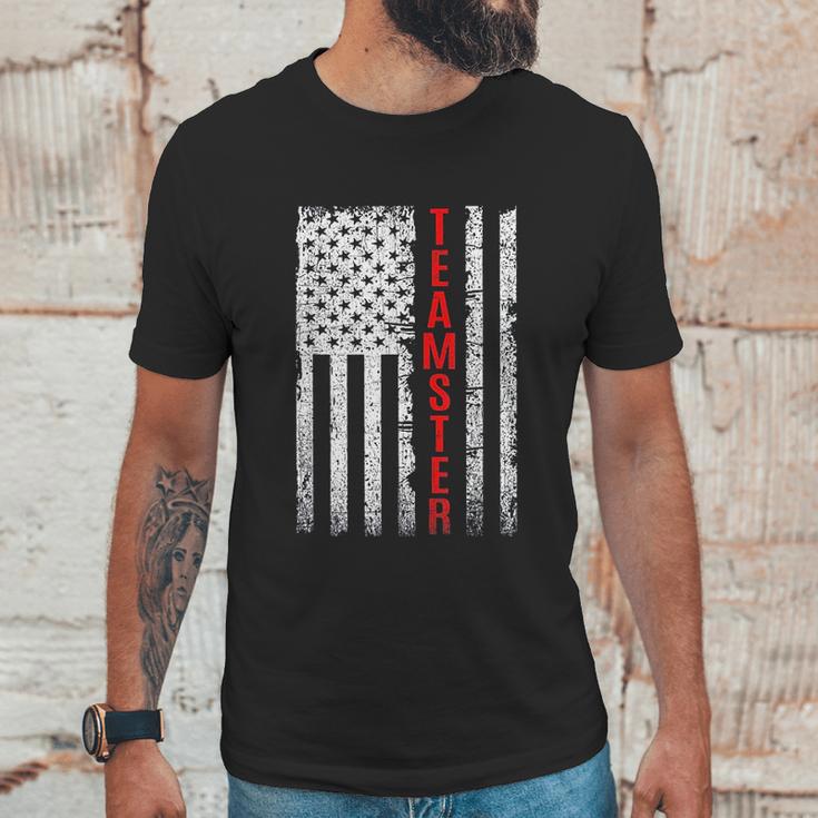 Teamster Proud American Flag Distressed Men T-Shirt