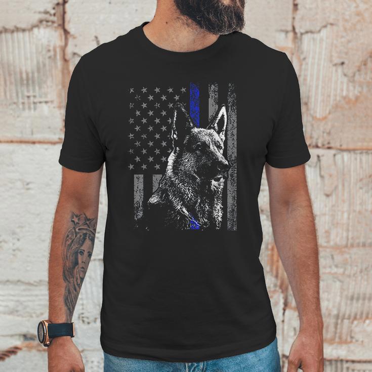 Thin Blue Line Flag K-9 German Shepherd Police Dog Gift Men Men T-Shirt