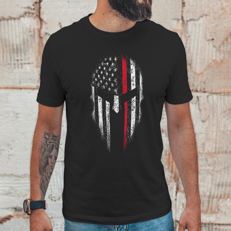 Thin Red Line Usa Flag Firefighter Spartan Men T-Shirt