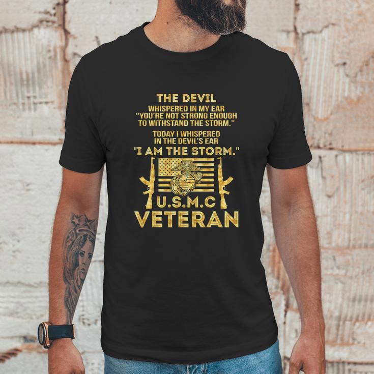 U S M C Veteran I Am The Storm Gold Foil Effect Graphic Design Printed Casual Daily Basic Men T-Shirt