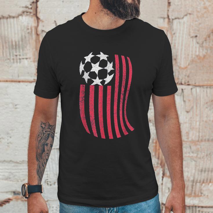 Usa National Flag With Soccer Ball Distressed Gift Men T-Shirt