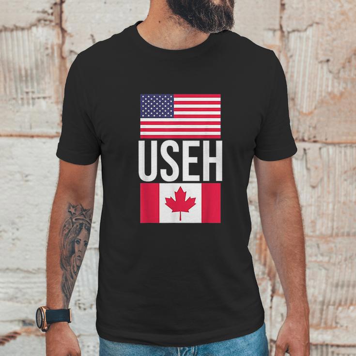 Useh American Pride Us Flag Canadian Flag Gift Canada Men T-Shirt