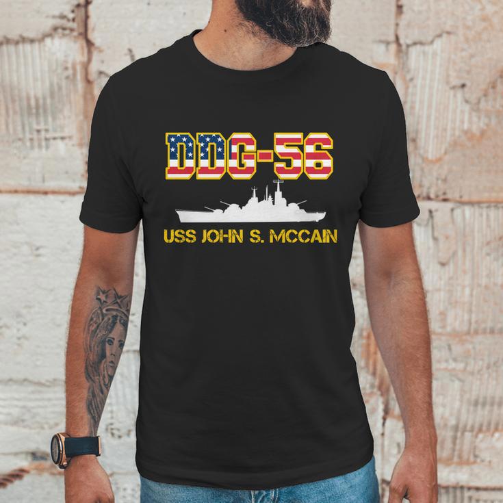 Uss John Mccain Ddg-56 Usa Flag Graphic Design Printed Casual Daily Basic Men T-Shirt