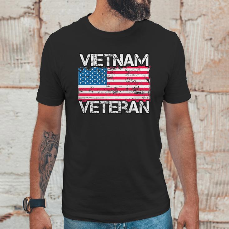 Vietnam Veteran Vintage Us Flag Military Vet Gift Men T-Shirt