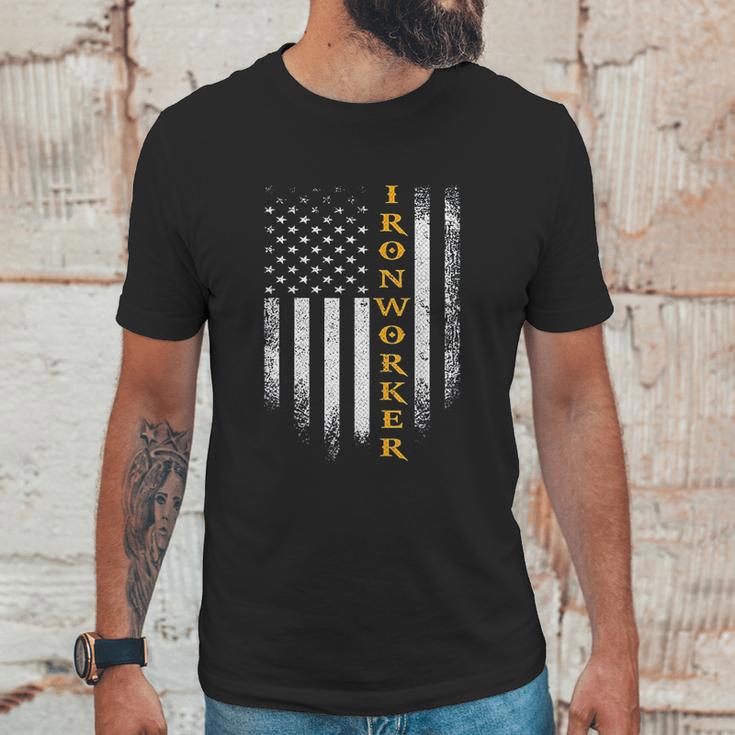 Vintage Usa Ironworker American Flag Iron Worker Patriotic Men T-Shirt