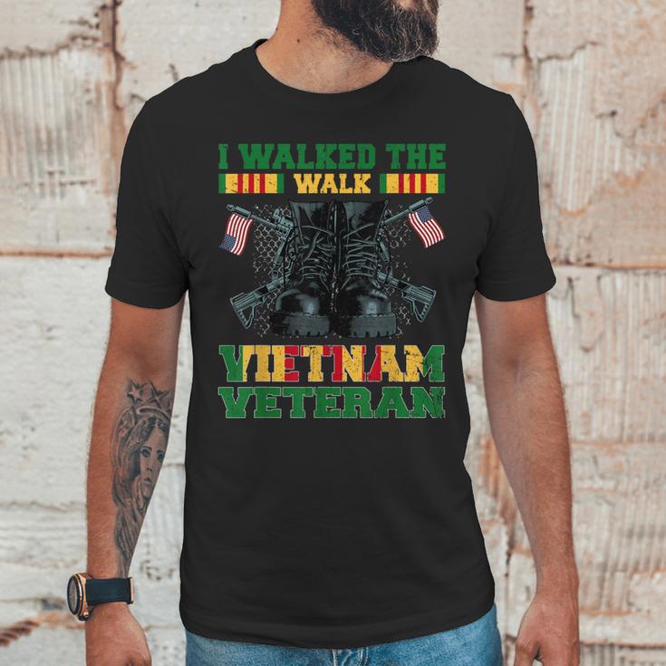 I Walked The Walk Vietnam Veteran American Flag Veterans Day Men T-Shirt