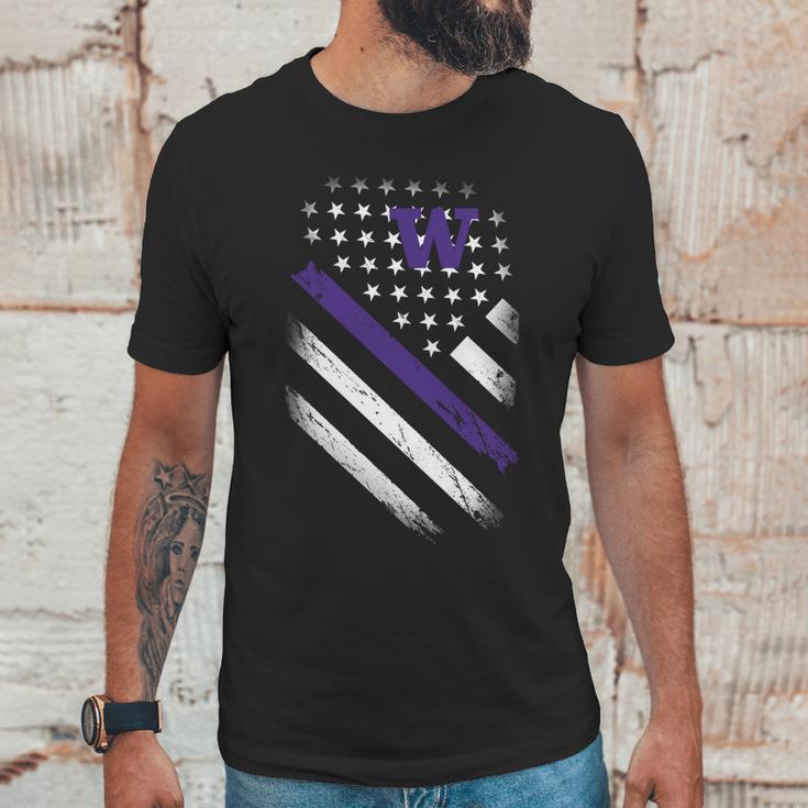 Washington Huskies American Flag Men T-Shirt