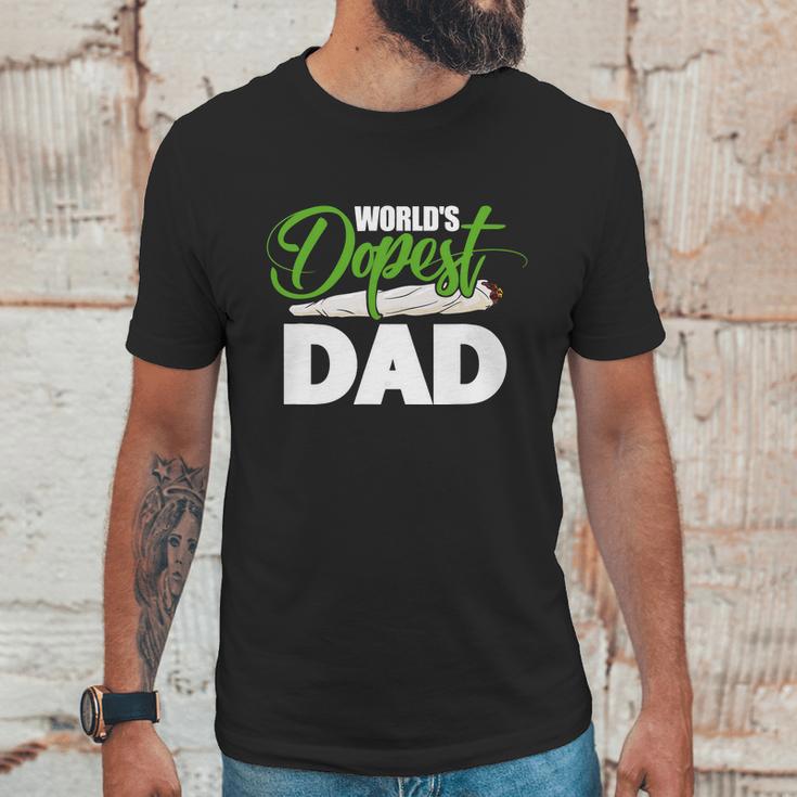 Weed Worlds Dopest Dad Funny Leaf Fashion Graphic Design Printed Casual Daily Basic Men T-Shirt