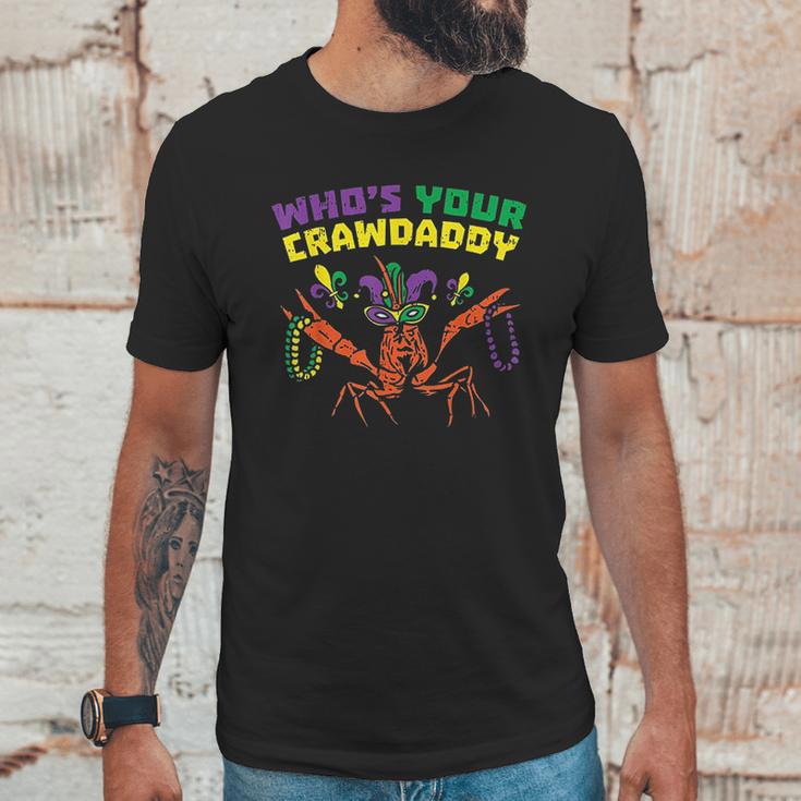 Whos Your Crawdaddy Crawfish Jester Beads Funny Mardi Gras Men T-Shirt